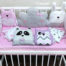 Бортики в кроватку с мишками и совами "Оттенки розового" фото